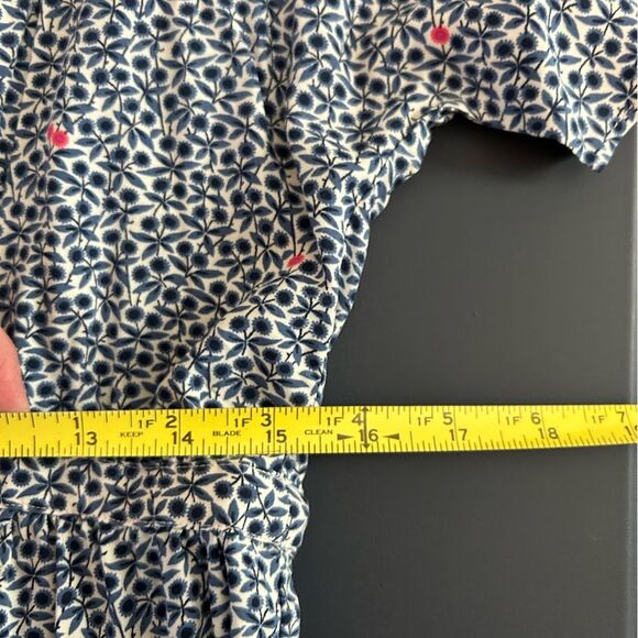 J. Crew Mercantile Blue Floral Ruffle Hem Faux Wrap High-Low Dress Size Medium - Picture 9 of 9